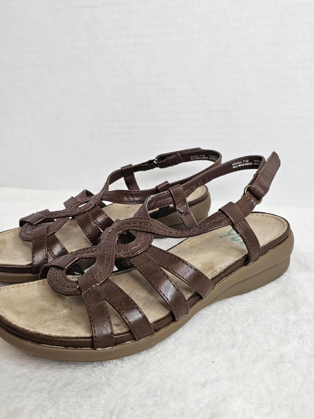 🖤Yuu Women's Brown Faux Leather Slingback Sandal with Open Toe Size 7M